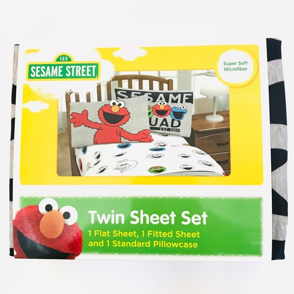 Sesame Street Elmo Twin Microfiber Sheet Set Nwt